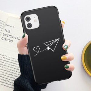 NEW iPhone 12 Pro Max Paper Plane Black Phone Case